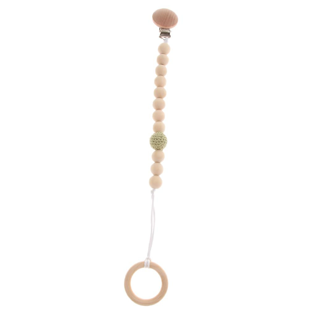 Wooden Beaded Baby Dummy Holders Pacifier Clips Soother Chains Style3