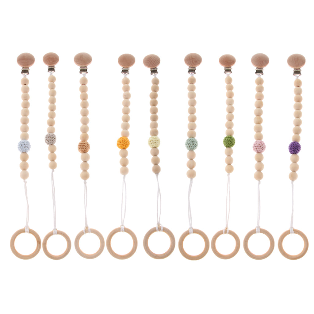 Neboron Wooden Pacifier Chain Holders Clip Baby Teething Toy Style 1