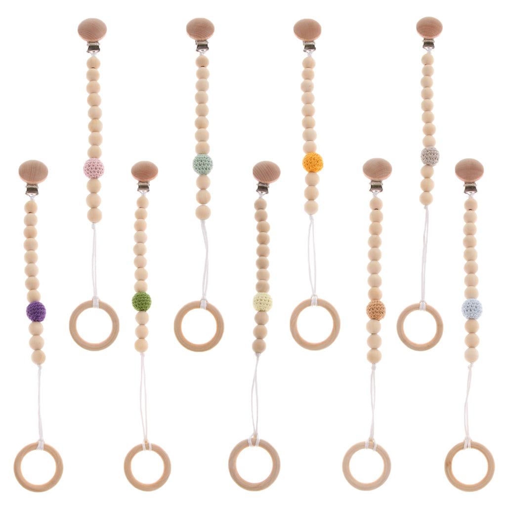 Neboron Wooden Pacifier Chain Holders Clip Baby Teething Toy Style 1