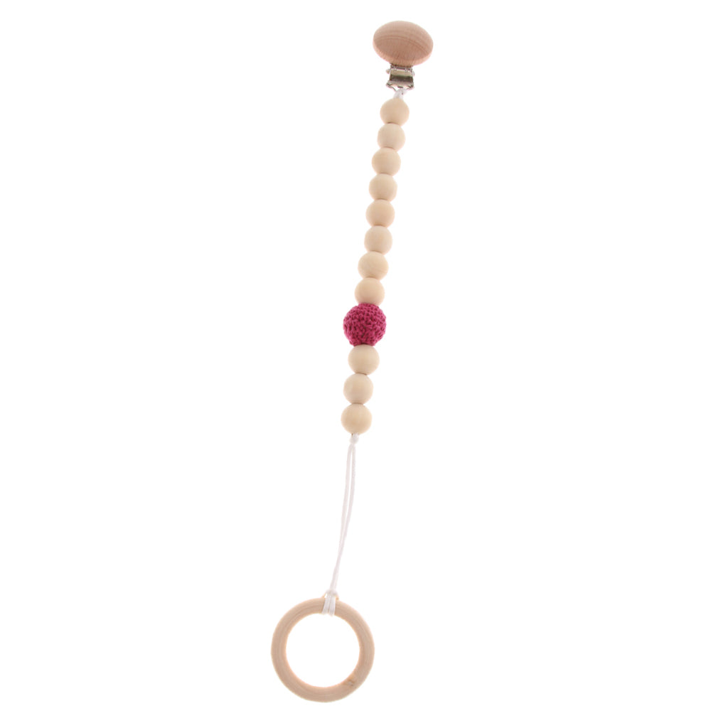 Wooden Bead Dummy Holder Pacifier Clip Soother Chains Teether Teething Toy A