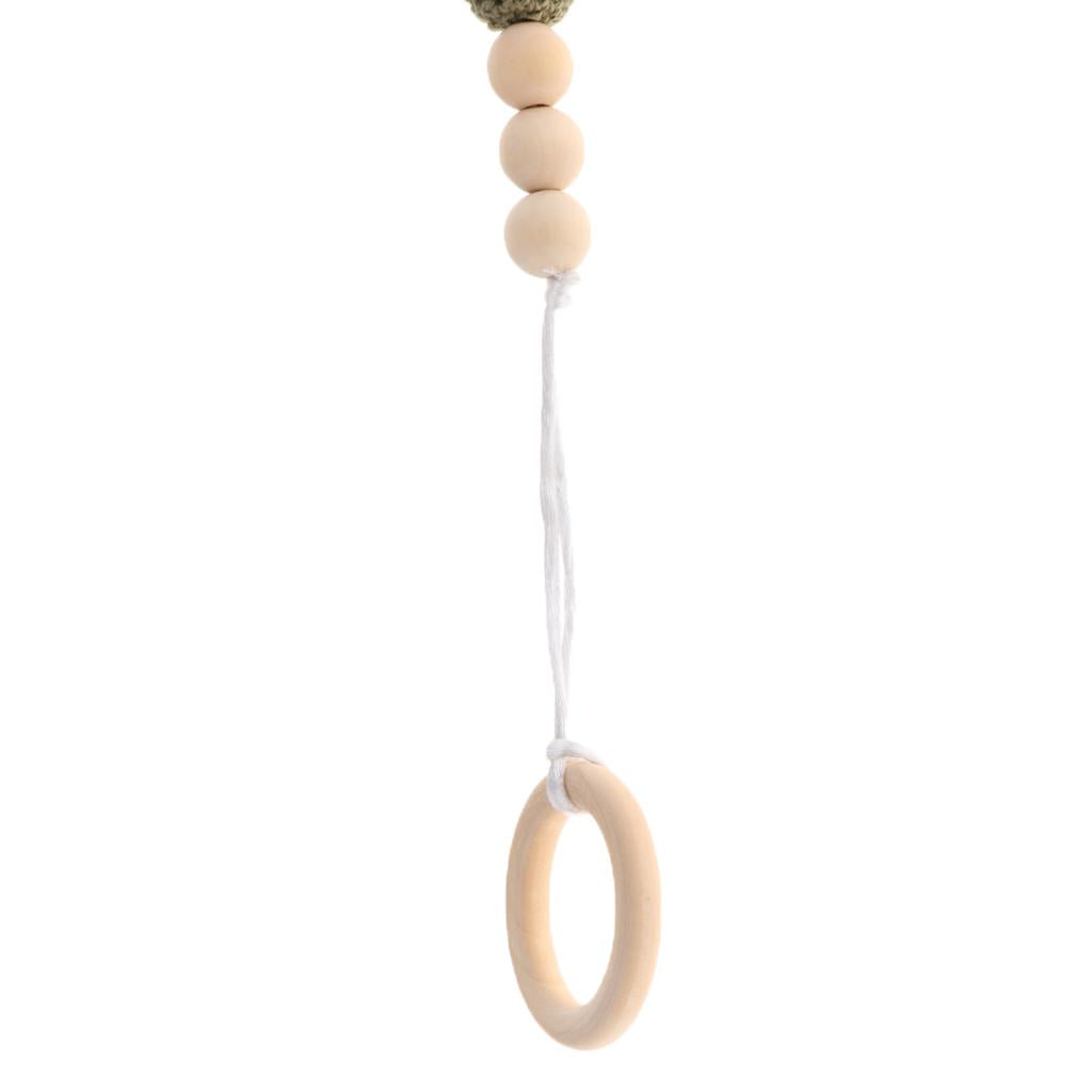 Wooden Bead Dummy Holder Pacifier Clip Soother Chains Teether Teething Toy F