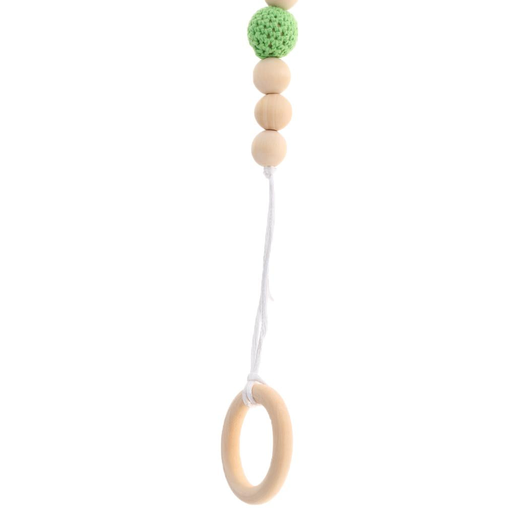 Wooden Bead Dummy Holder Pacifier Clip Soother Chains Teether Teething Toy G