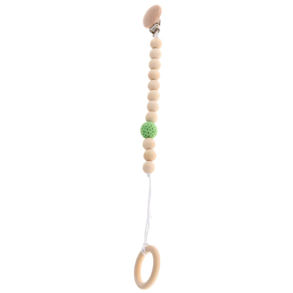 Wooden Bead Dummy Holder Pacifier Clip Soother Chains Teether Teething Toy G