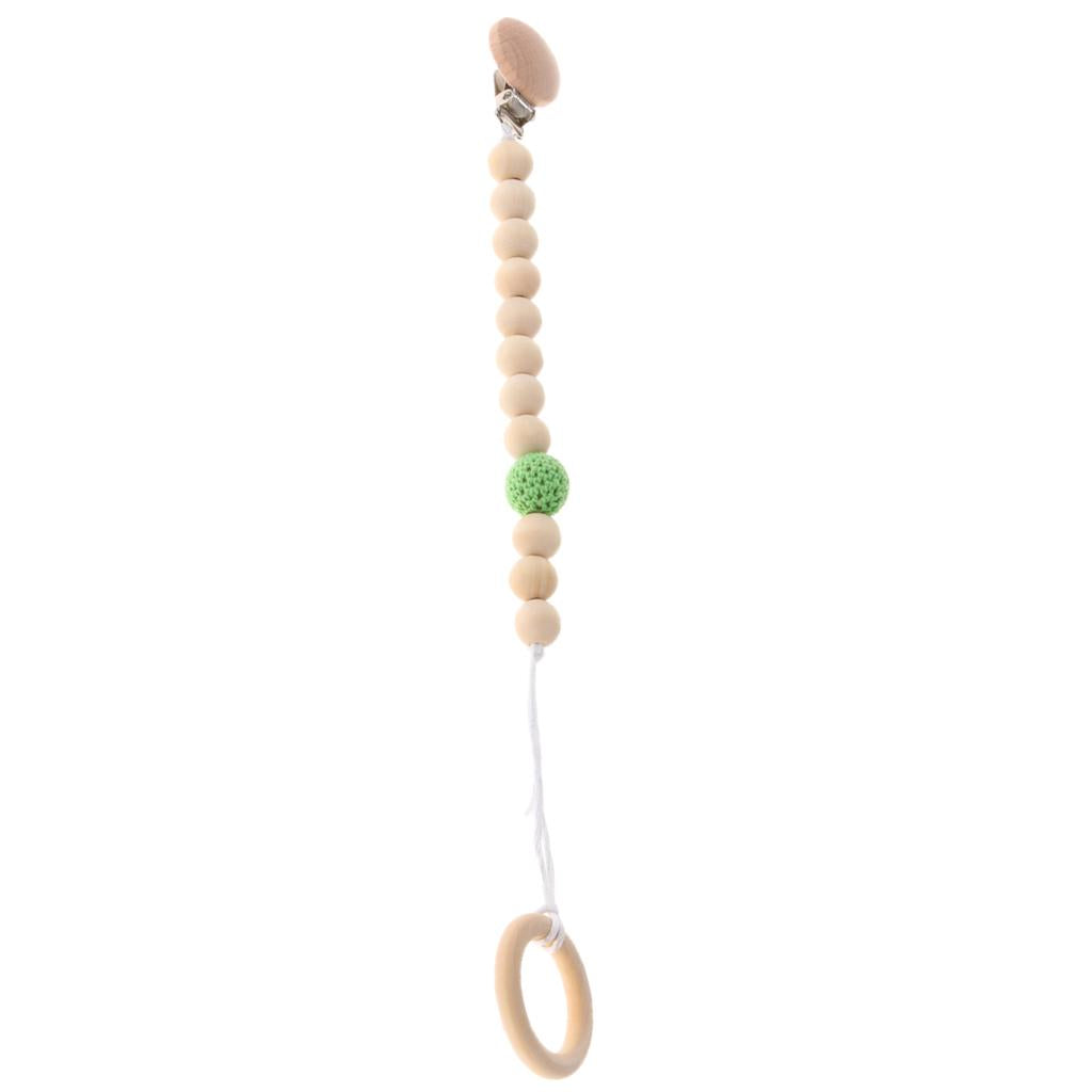 Wooden Bead Dummy Holder Pacifier Clip Soother Chains Teether Teething Toy G