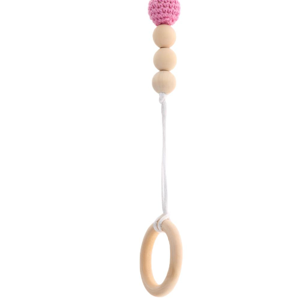 Wooden Bead Dummy Holder Pacifier Clip Soother Chains Teether Teething Toy H