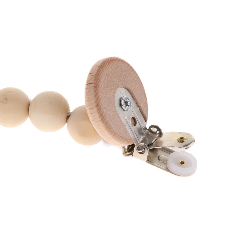 Wooden Bead Dummy Holder Pacifier Clip Soother Chains Teether Teething Toy H