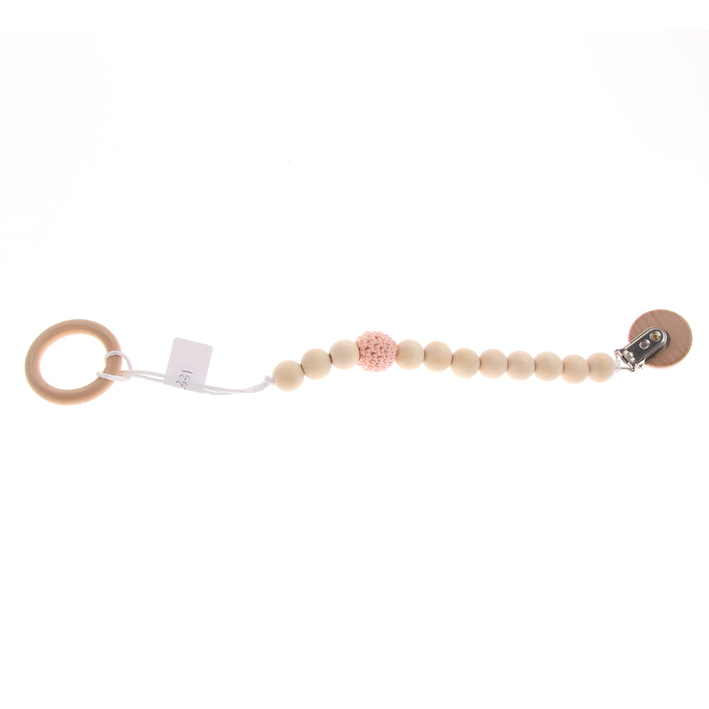 Wooden Bead Dummy Holder Pacifier Clip Soother Chains Teether Teething Toy I