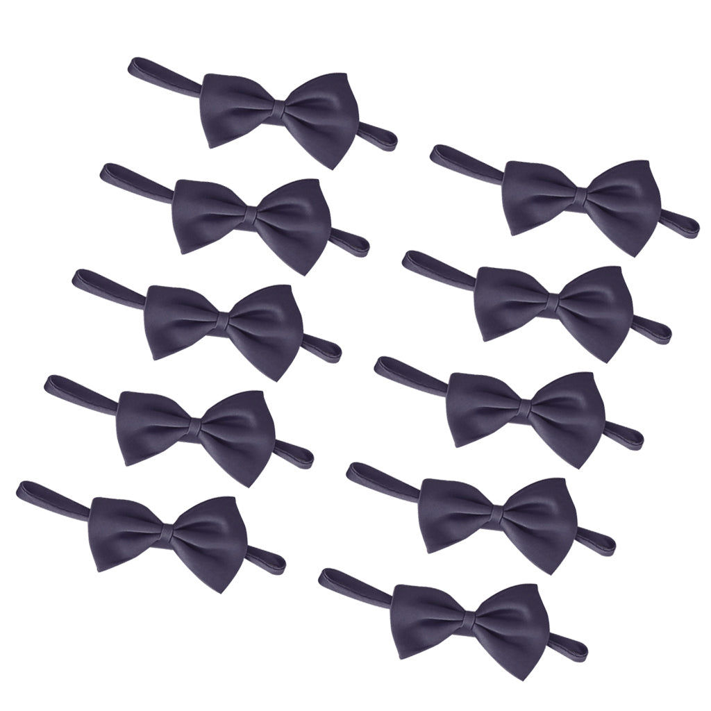 10Pcs Classic Pre-Tied Bow Tie Formal Solid Tuxedo for Children Dark Blue