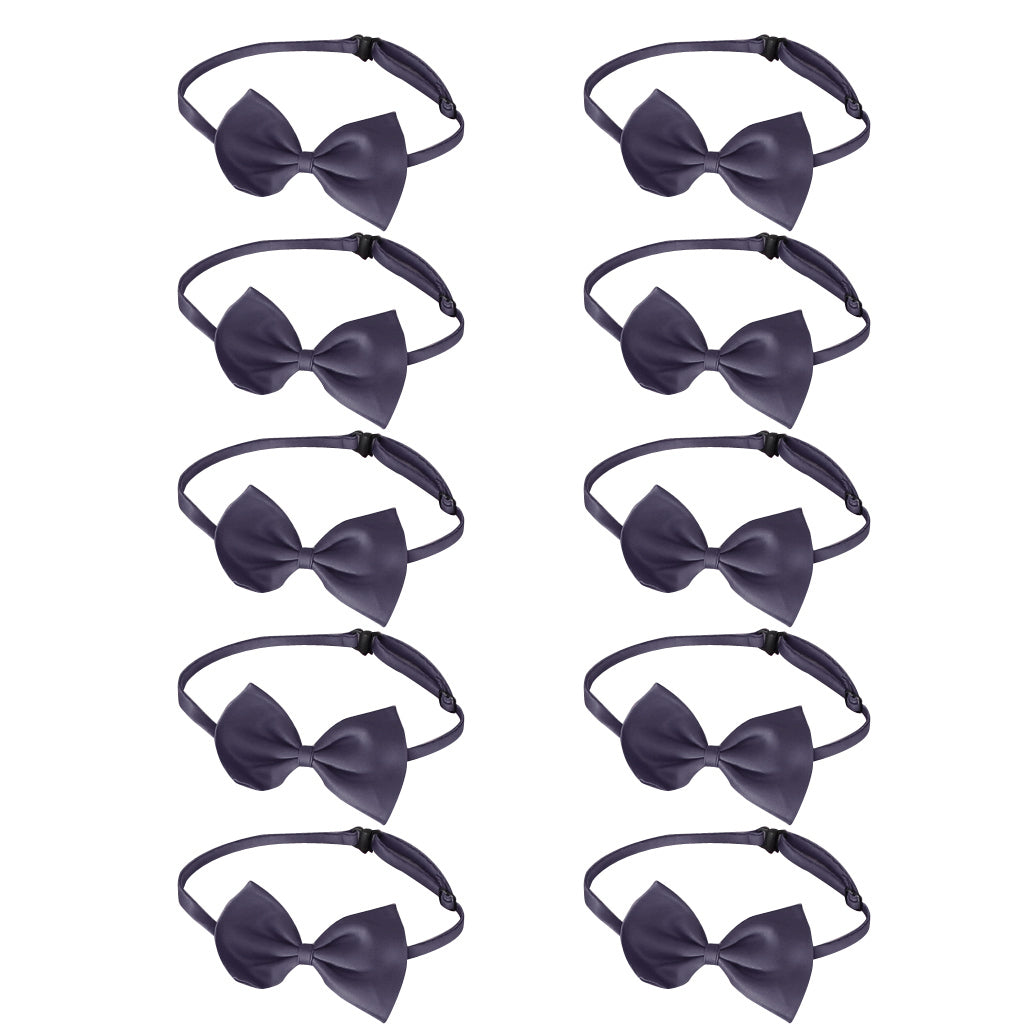 10Pcs Classic Pre-Tied Bow Tie Formal Solid Tuxedo for Children Dark Blue