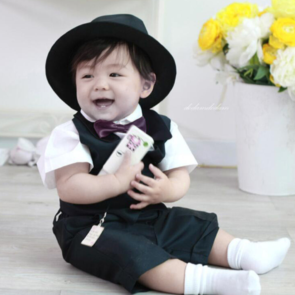 10Pcs Classic Pre-Tied Bow Tie Formal Solid Tuxedo for Children Dark Blue