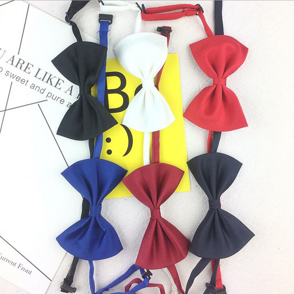 10Pcs Classic Pre-Tied Bow Tie Formal Solid Tuxedo for Children Dark Blue