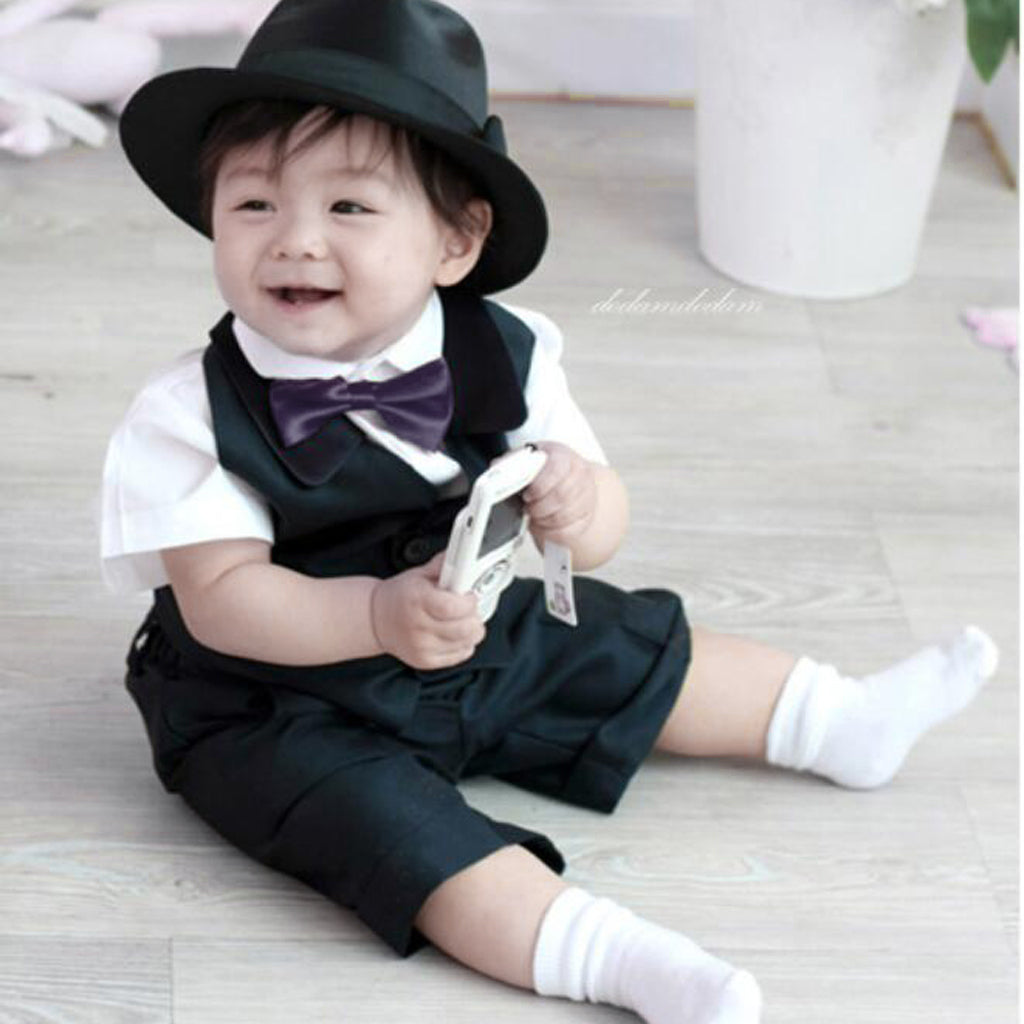 10Pcs Classic Pre-Tied Bow Tie Formal Solid Tuxedo for Children Dark Blue