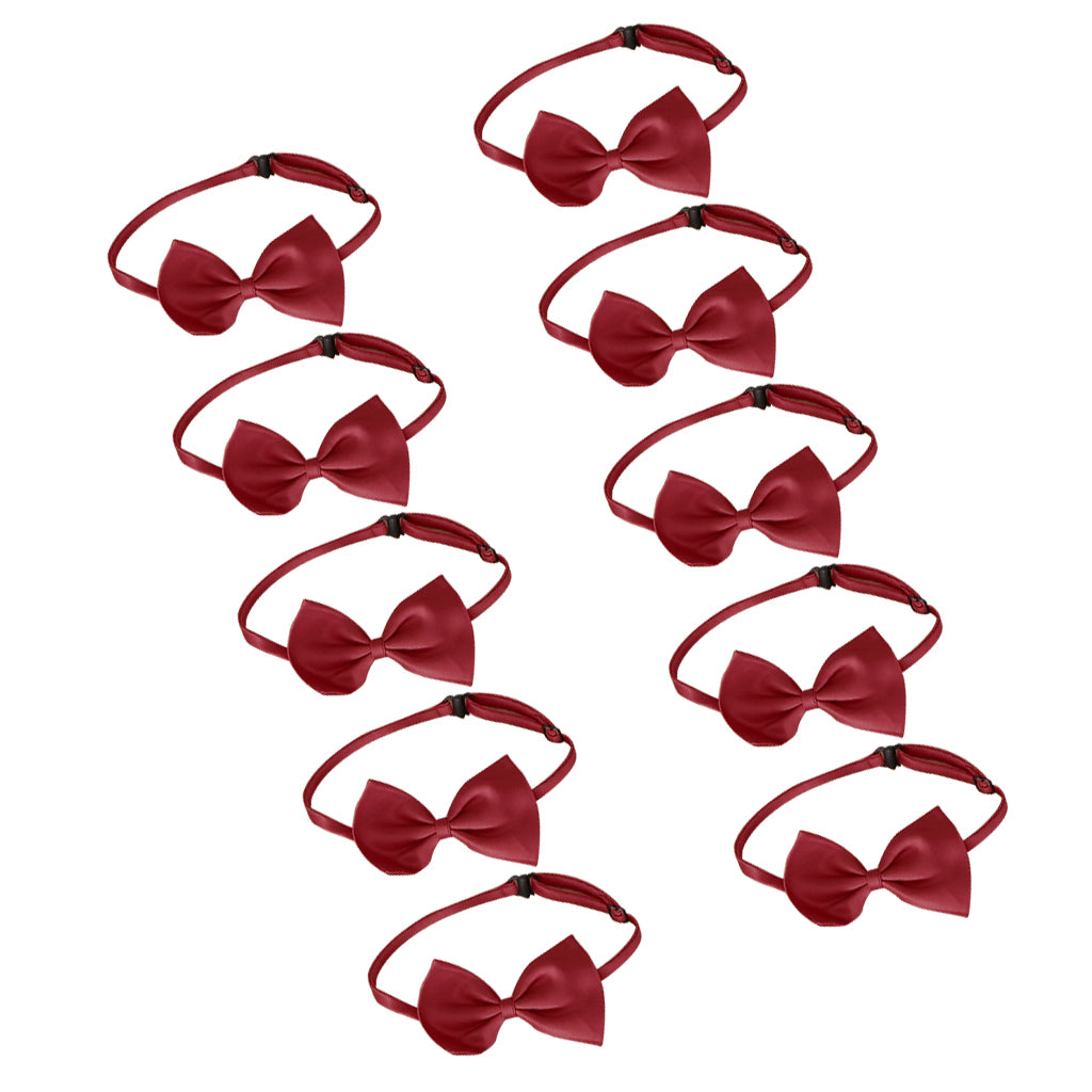 10Pcs Classic Pre-Tied Bow Tie Formal Solid Tuxedo for Children Wine Red