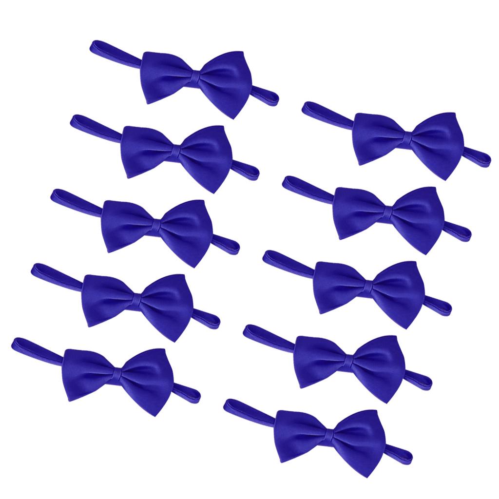 10Pcs Children Classic Pre-Tied Bow Tie Formal Solid Tuxedo Blue