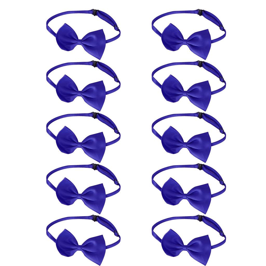 10Pcs Children Classic Pre-Tied Bow Tie Formal Solid Tuxedo Blue