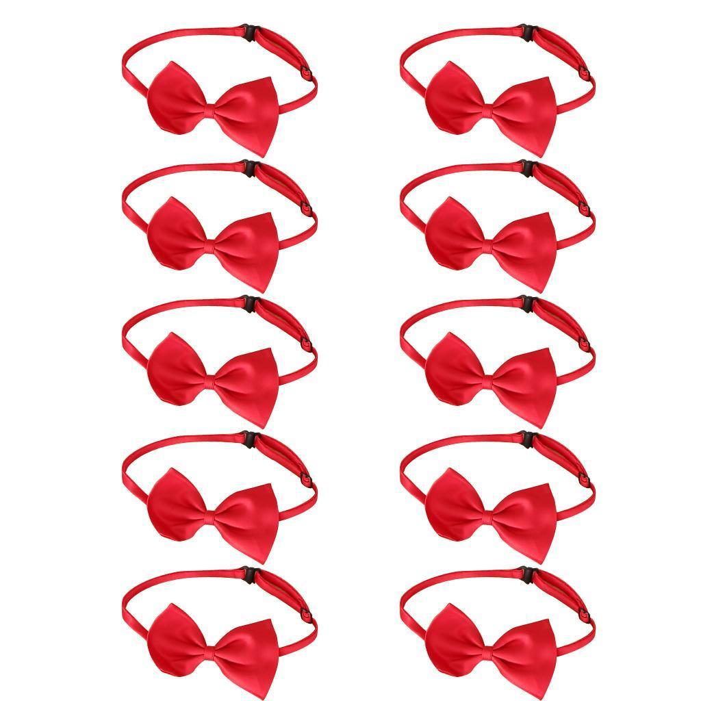 10Pcs Classic Pre-Tied Bow Tie Formal Solid Tuxedo for Children Red