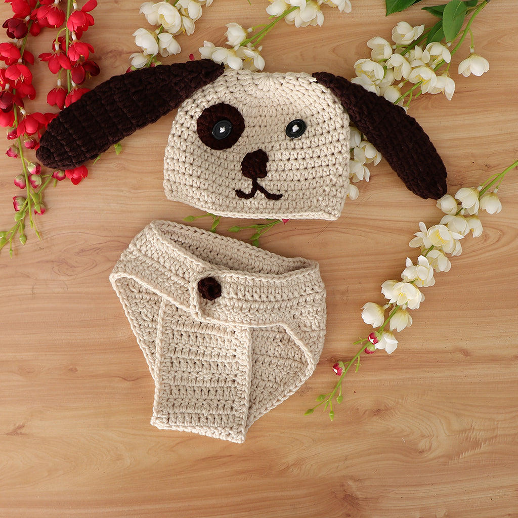 Crochet Costume Knitted Hats Outfits Newborn Photography Props Puppy