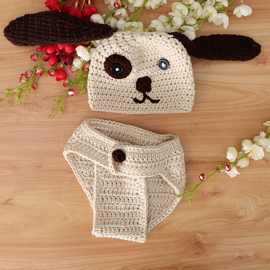 Crochet Costume Knitted Hats Outfits Newborn Photography Props Puppy