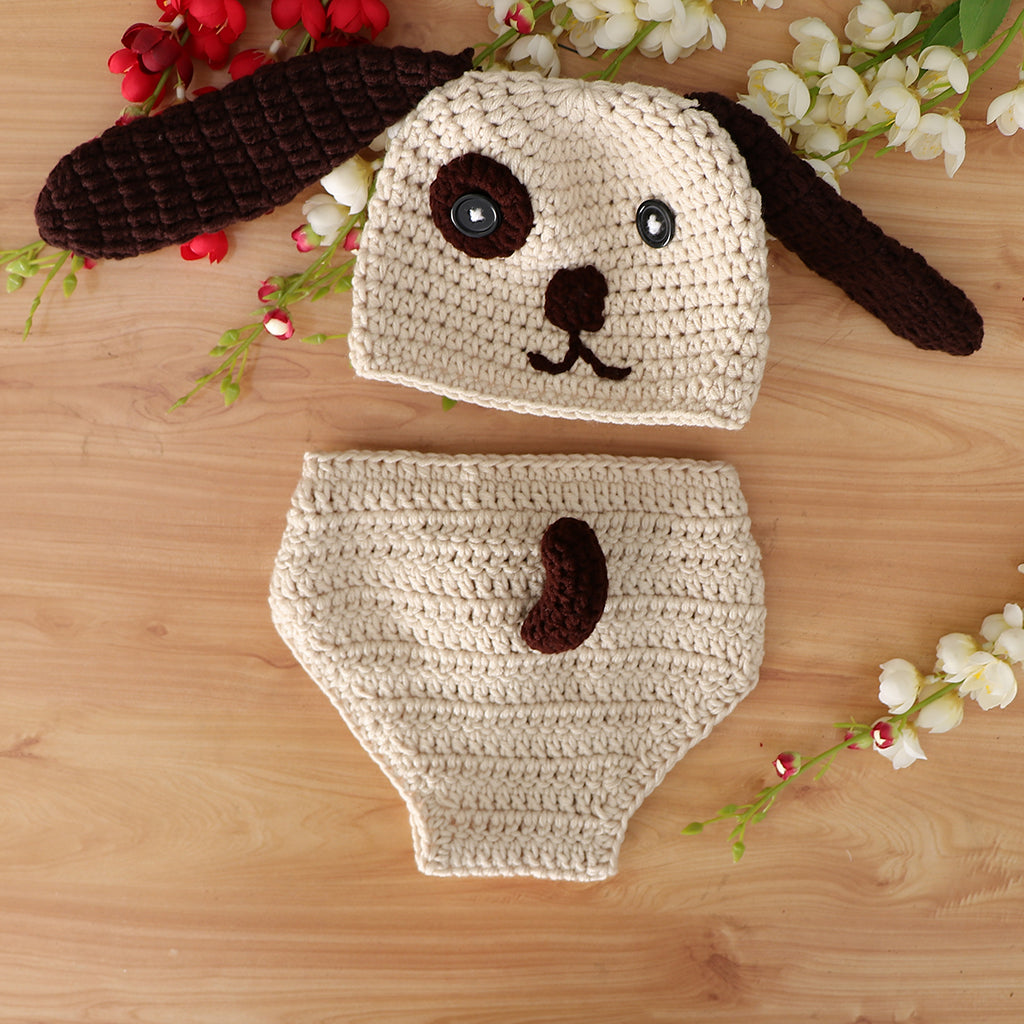 Crochet Costume Knitted Hats Outfits Newborn Photography Props Puppy