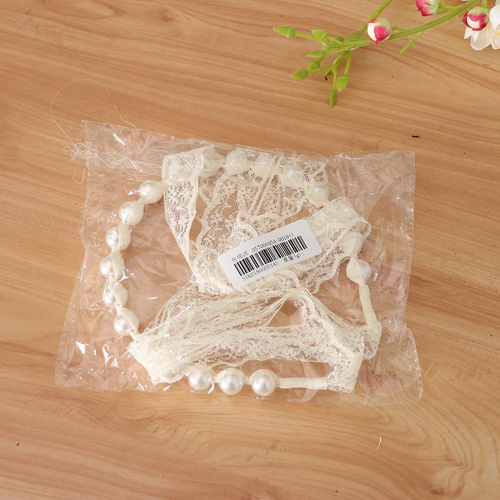 Kids Girl Korean Pearl Long Bow Strap Headband Hairband Head Hoop Beige