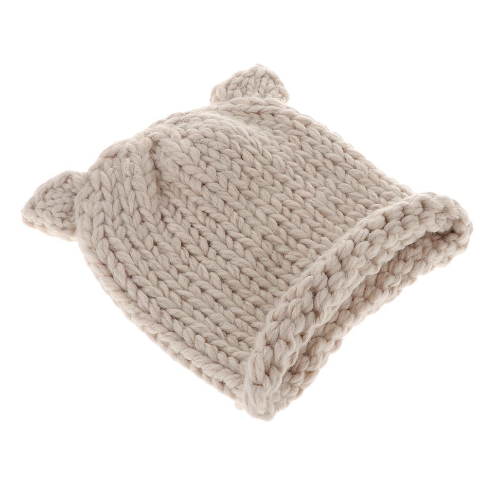 Soft Infant Toddler Winter Hat Knitted Baby Beanies Winter Caps Beige