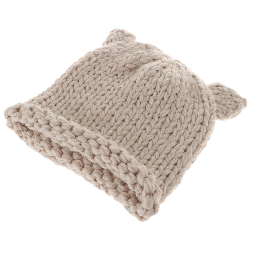 Soft Infant Toddler Winter Hat Knitted Baby Beanies Winter Caps Beige