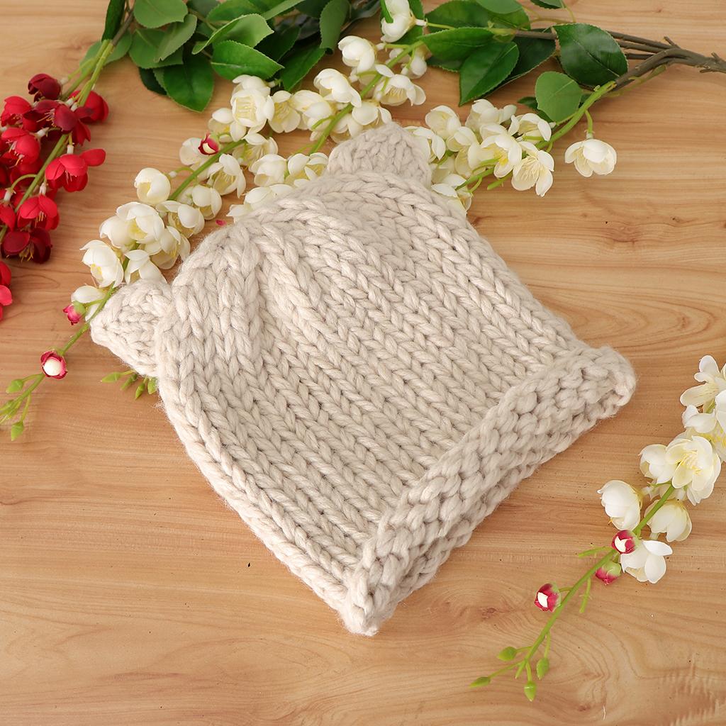 Soft Infant Toddler Winter Hat Knitted Baby Beanies Winter Caps Beige