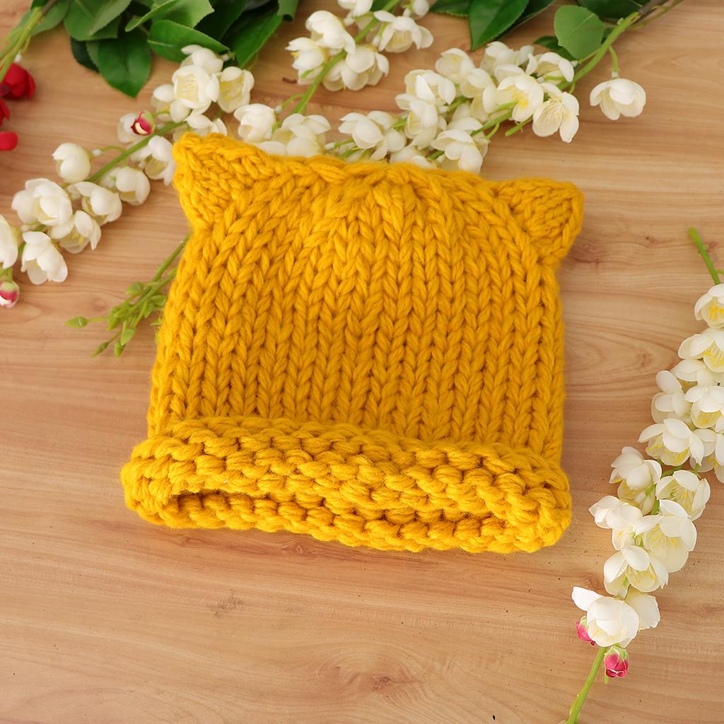 Soft Infant Toddler Winter Hat Knitted Baby Beanies Winter Caps Yellow