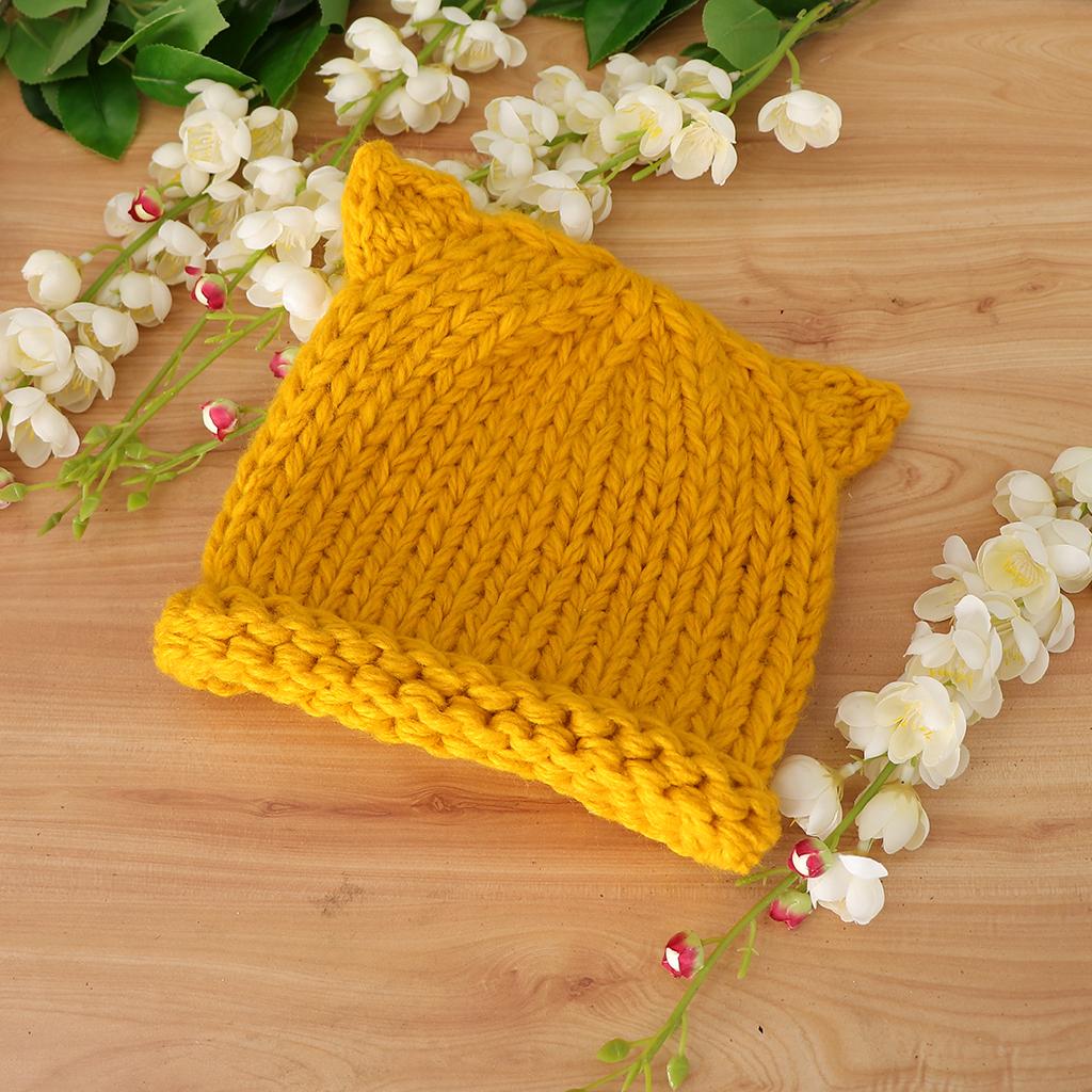 Soft Infant Toddler Winter Hat Knitted Baby Beanies Winter Caps Yellow