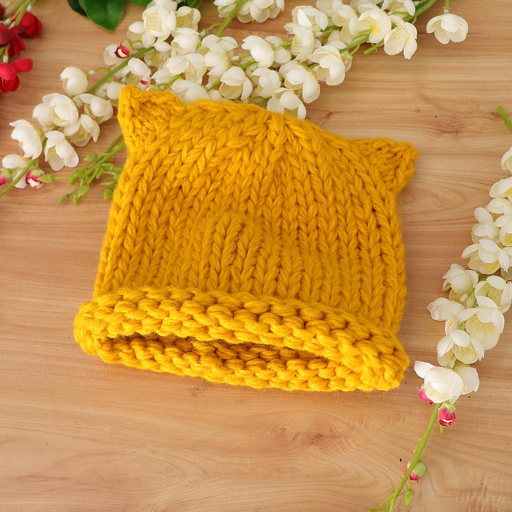 Soft Infant Toddler Winter Hat Knitted Baby Beanies Winter Caps Yellow