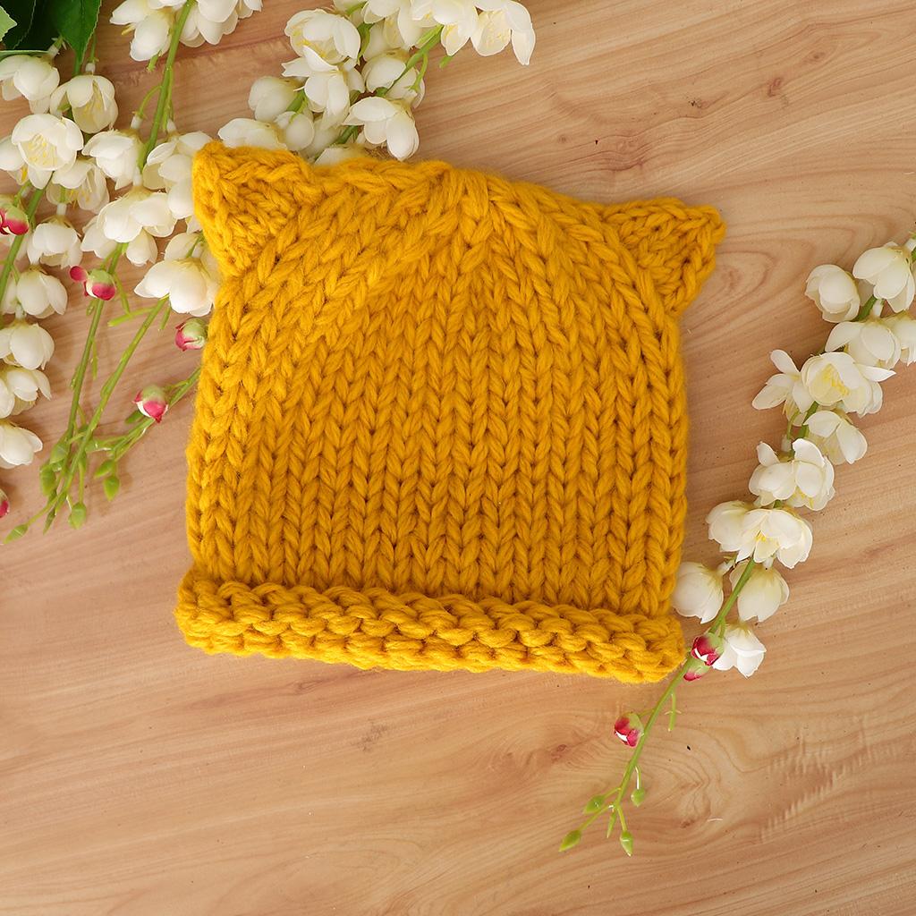 Soft Infant Toddler Winter Hat Knitted Baby Beanies Winter Caps Yellow