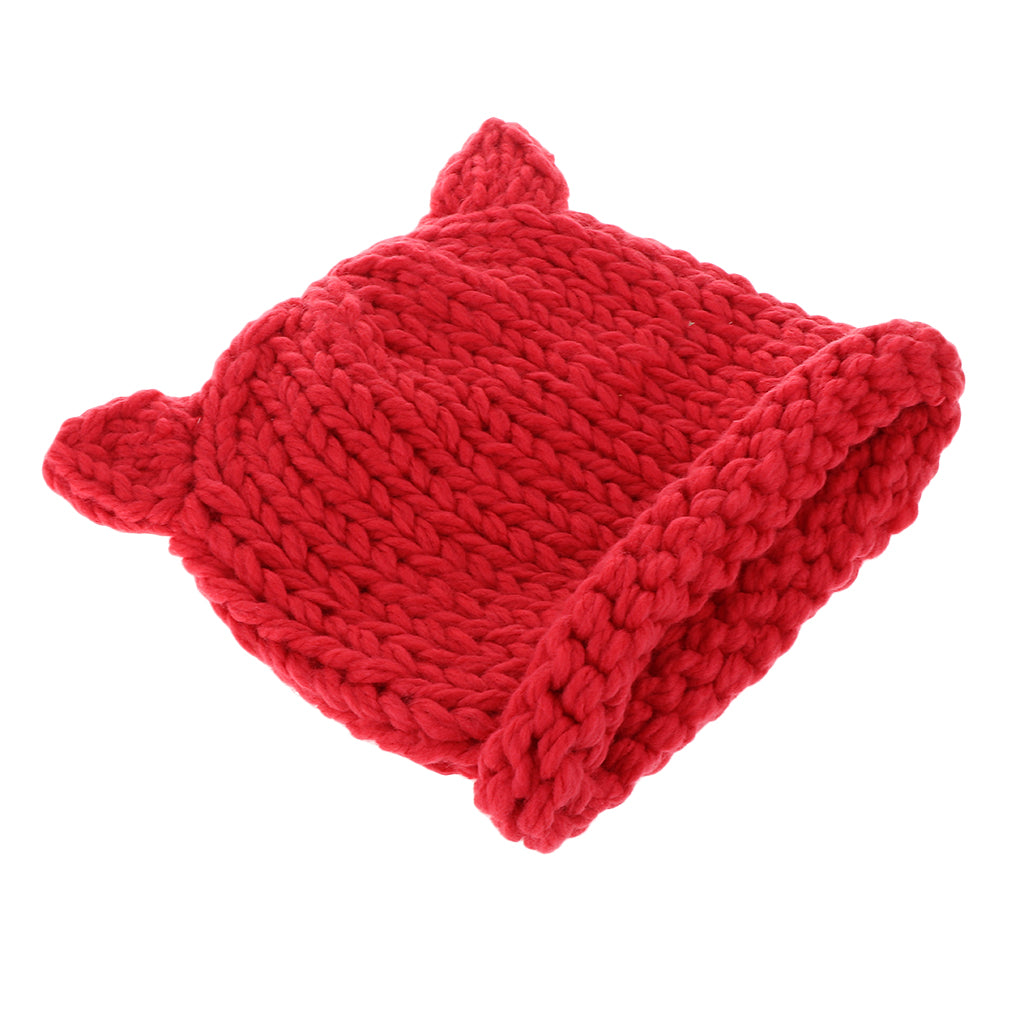 Soft Infant Toddler Winter Hat Knitted Baby Beanies Winter Caps Red