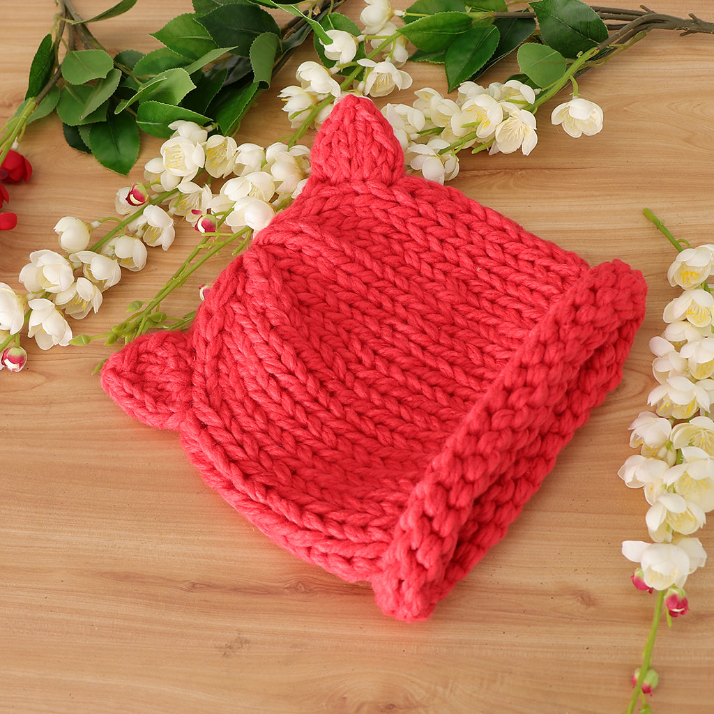 Soft Infant Toddler Winter Hat Knitted Baby Beanies Winter Caps Red