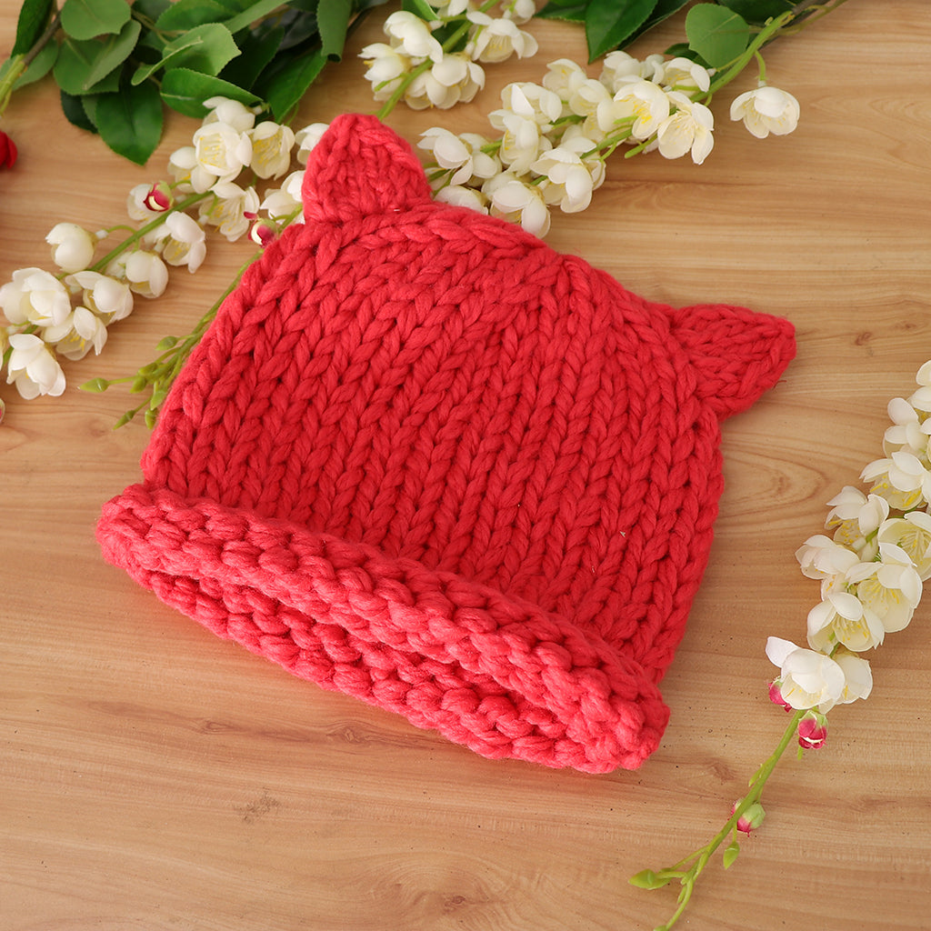 Soft Infant Toddler Winter Hat Knitted Baby Beanies Winter Caps Red