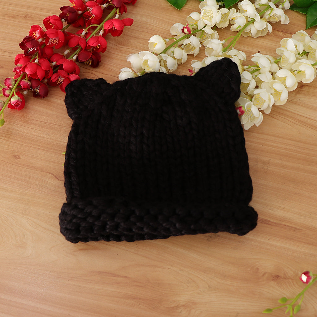 Soft Infant Toddler Winter Hat Knitted Baby Beanies Winter Caps Black