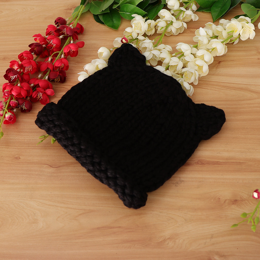 Soft Infant Toddler Winter Hat Knitted Baby Beanies Winter Caps Black