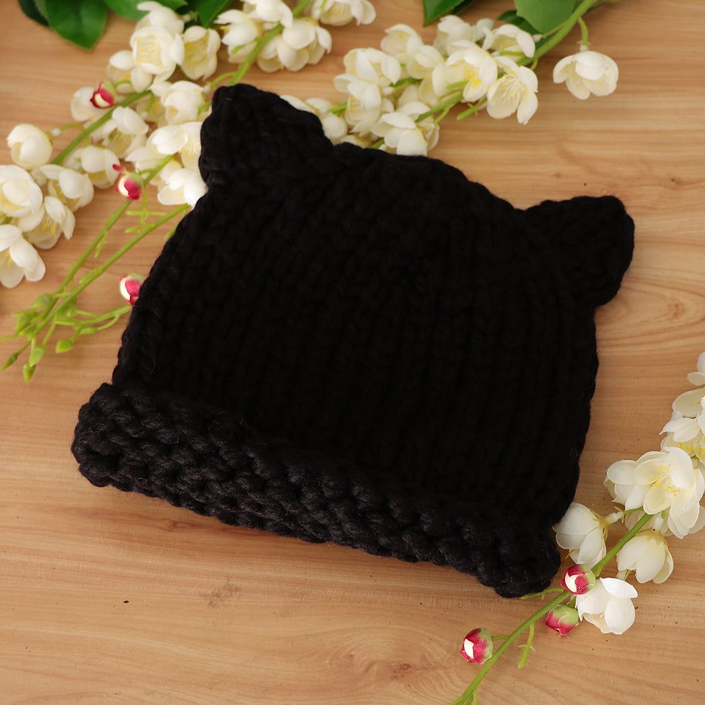 Soft Infant Toddler Winter Hat Knitted Baby Beanies Winter Caps Black