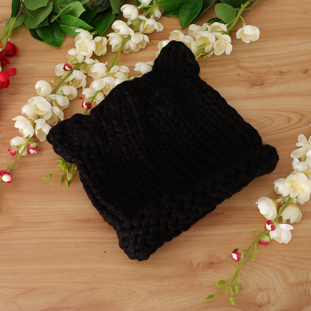 Soft Infant Toddler Winter Hat Knitted Baby Beanies Winter Caps Black