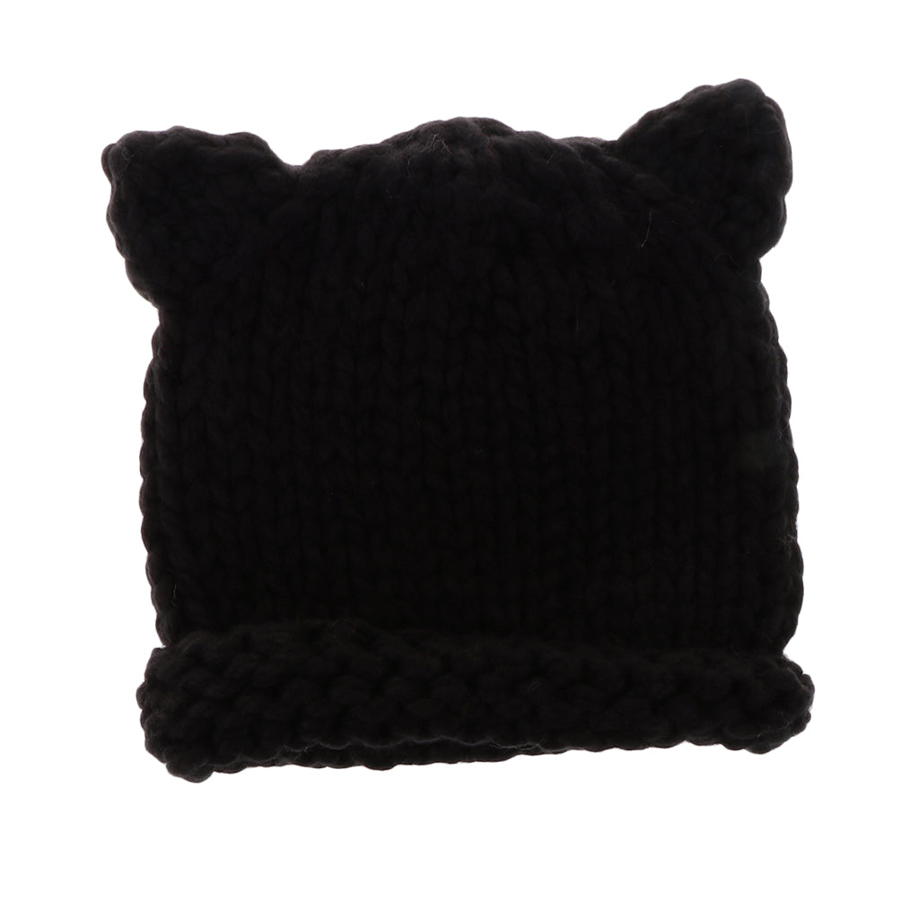 Soft Infant Toddler Winter Hat Knitted Baby Beanies Winter Caps Black