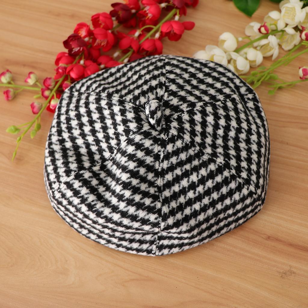 Baby Kids Beret Hat Toddler Cotton Soft Warm Plain Cap 1-3Year White+Black