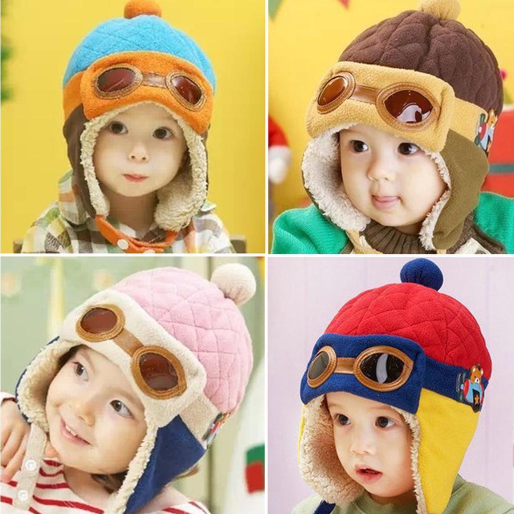 Baby Boys Girls Kids Winter Pilot Aviator Warm Cap Hat Earflap Beanie Red