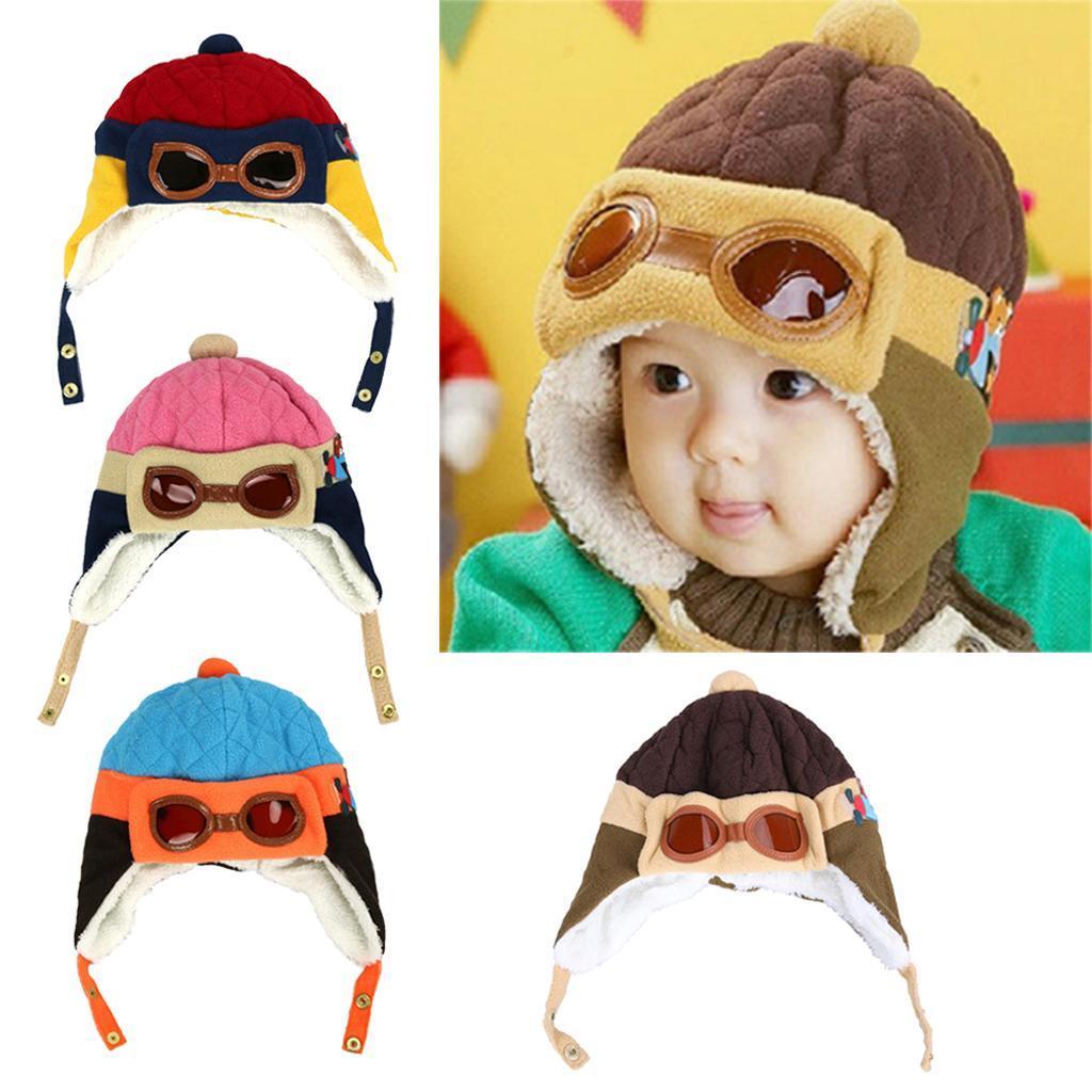 Baby Boys Girls Kids Winter Pilot Aviator Warm Cap Hat Earflap Beanie Red