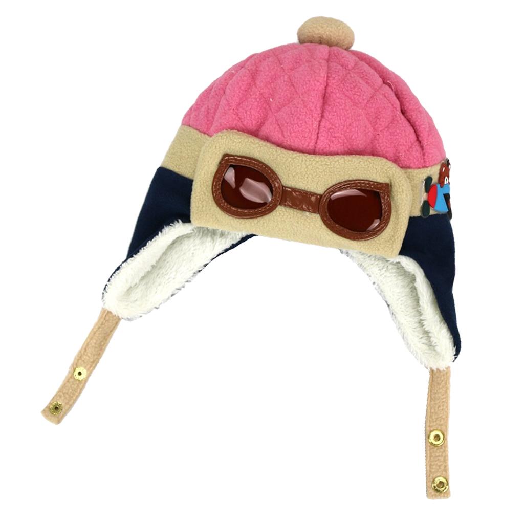 Baby Boys Girls Kids Winter Pilot Aviator Warm Cap Hat Earflap Beanie Pink