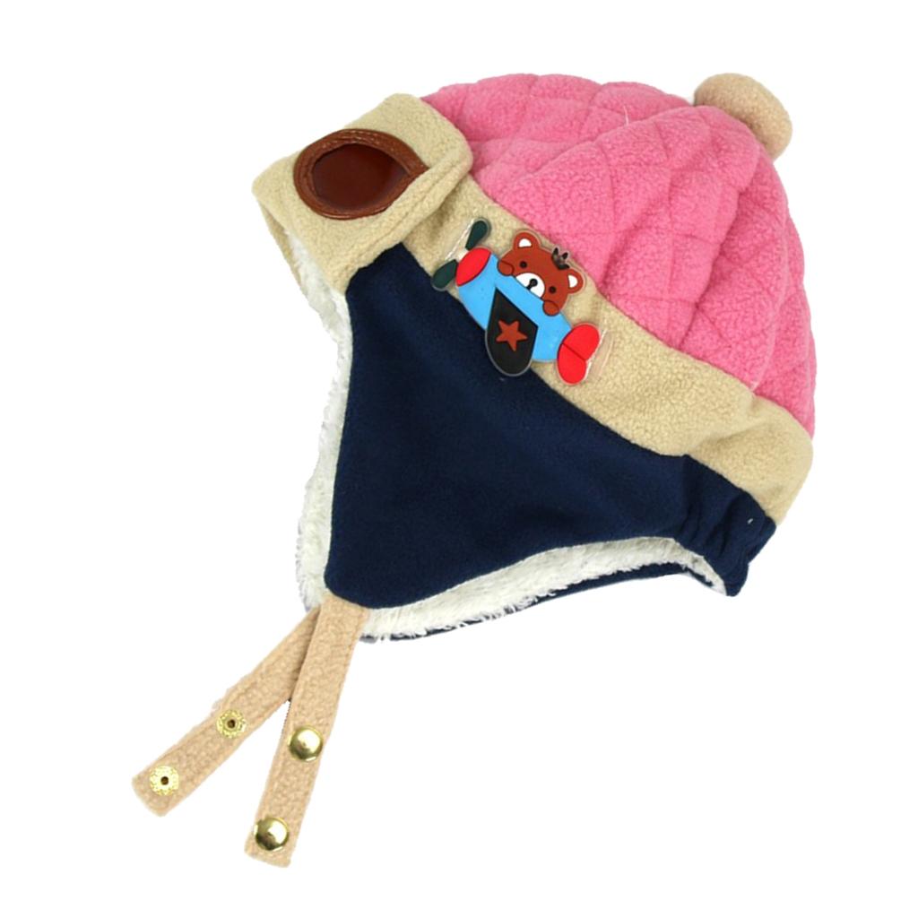 Baby Boys Girls Kids Winter Pilot Aviator Warm Cap Hat Earflap Beanie Pink