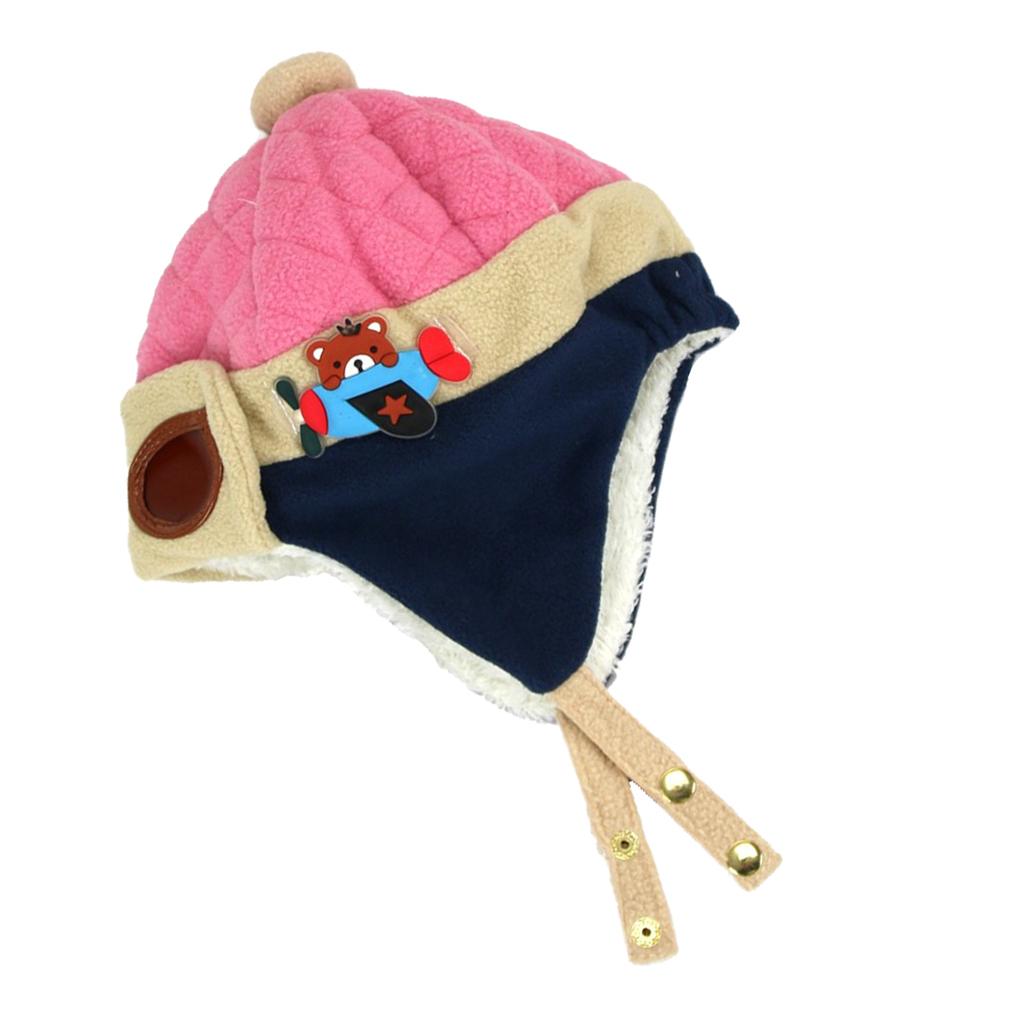 Baby Boys Girls Kids Winter Pilot Aviator Warm Cap Hat Earflap Beanie Pink