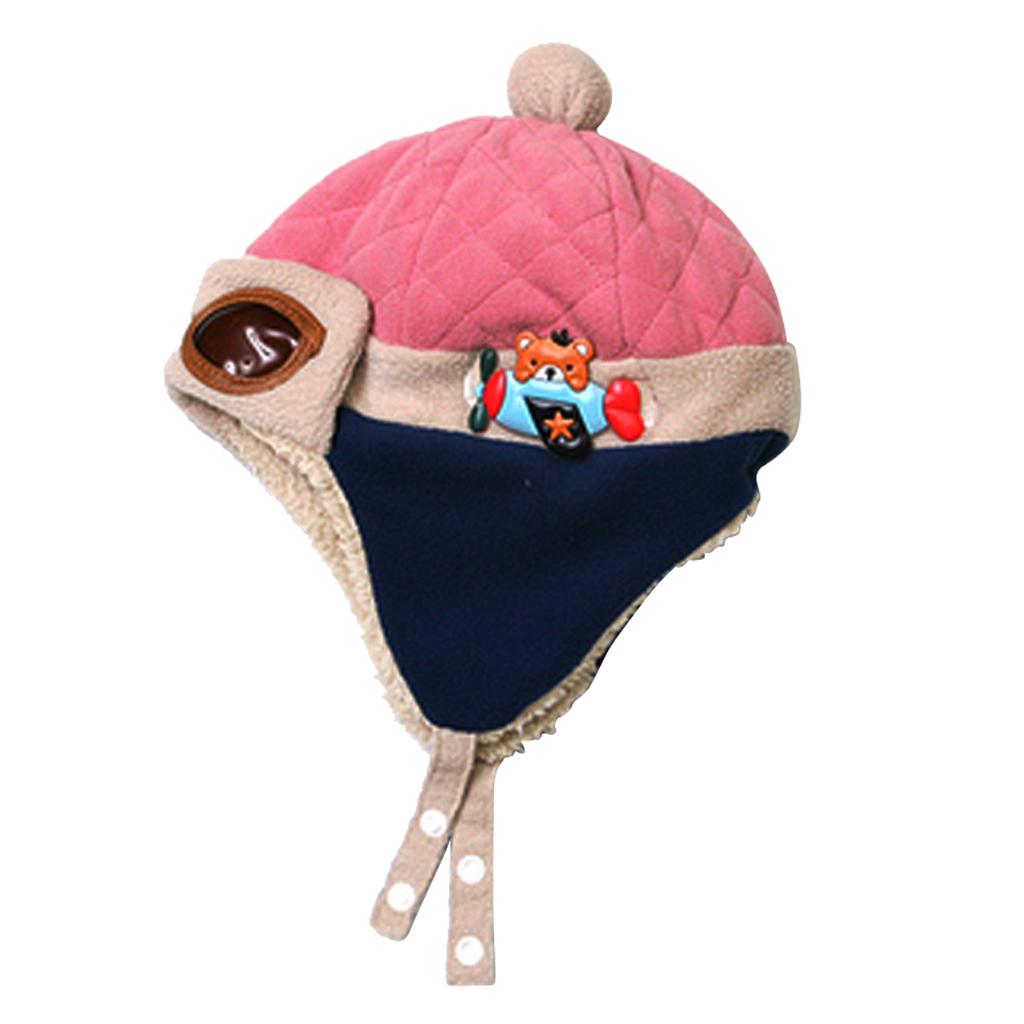 Baby Boys Girls Kids Winter Pilot Aviator Warm Cap Hat Earflap Beanie Pink