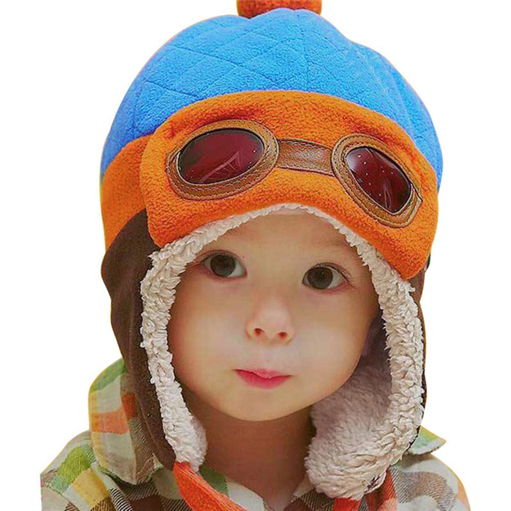 Baby Boys Girls Kids Winter Pilot Aviator Warm Cap Hat Earflap Beanie Blue