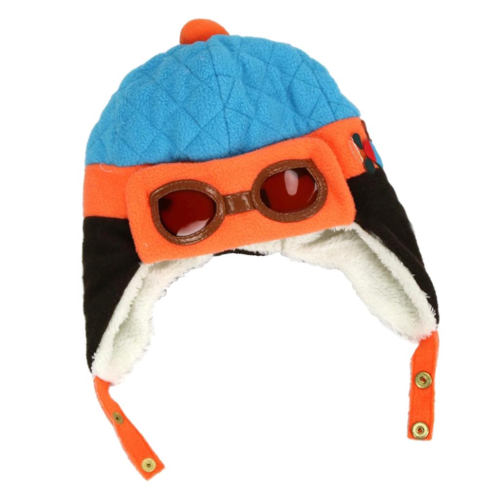 Baby Boys Girls Kids Winter Pilot Aviator Warm Cap Hat Earflap Beanie Blue