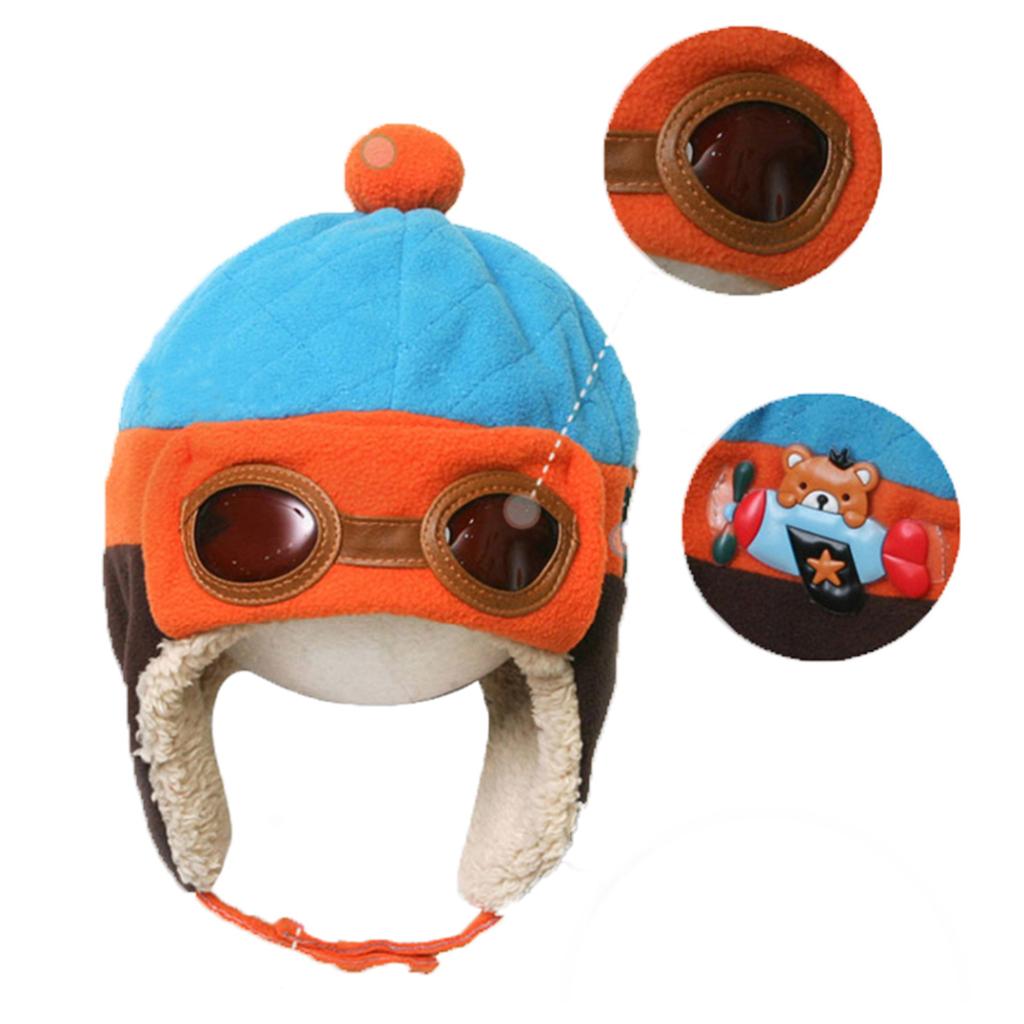 Baby Boys Girls Kids Winter Pilot Aviator Warm Cap Hat Earflap Beanie Blue