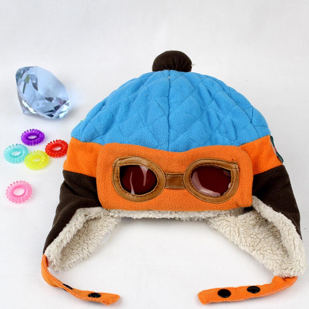 Baby Boys Girls Kids Winter Pilot Aviator Warm Cap Hat Earflap Beanie Blue